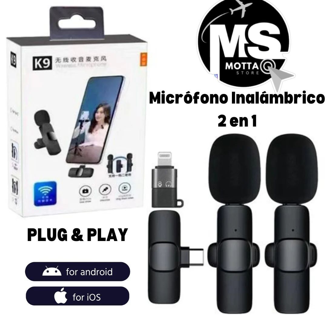 Microfono k9 Inalambricos Solapa 2 En 1