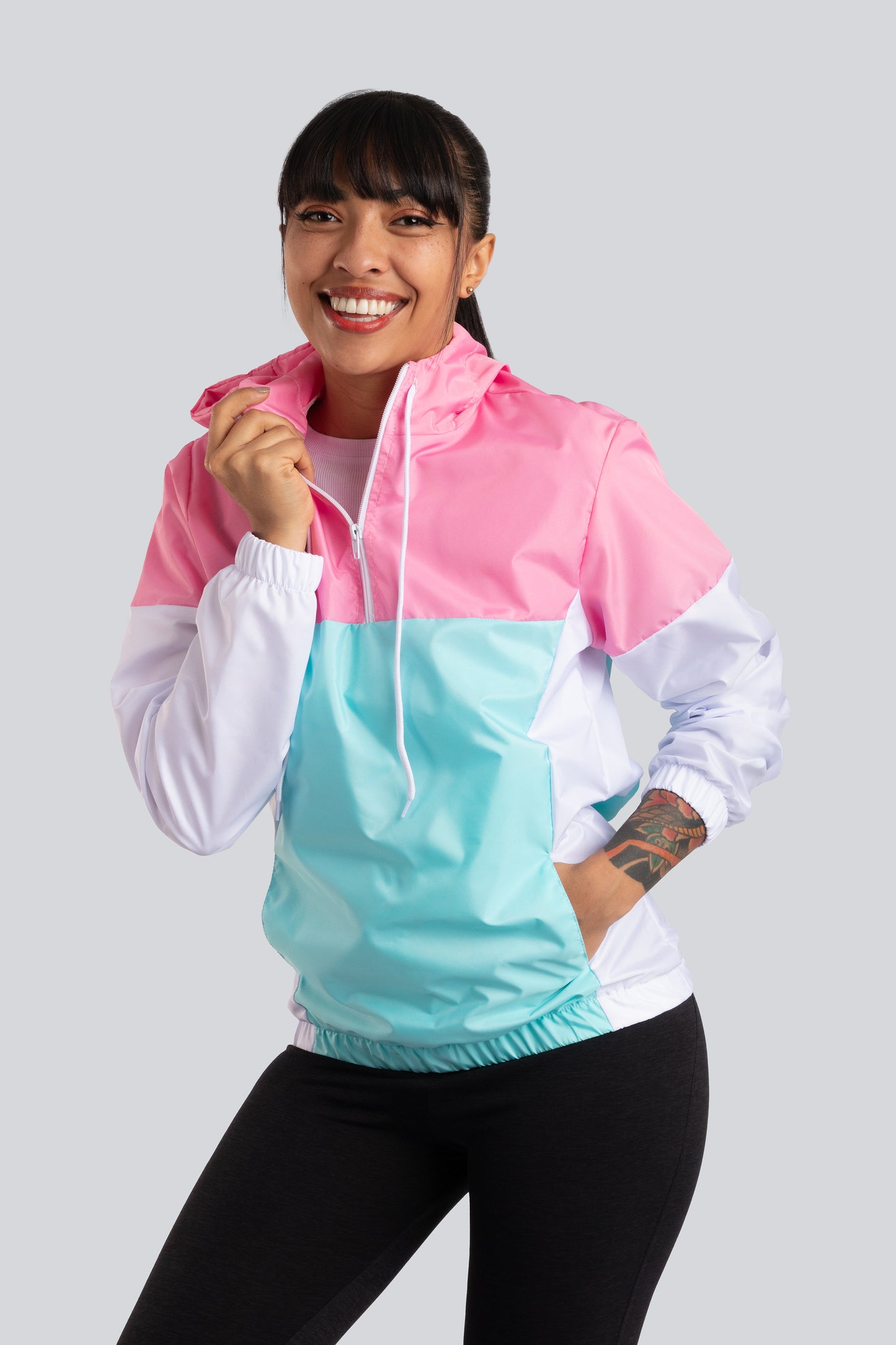 Chaqueta Rompevientos Mujer Rosa x Blan