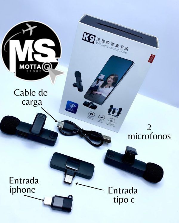 Microfono k9 Inalambricos Solapa 2 En 1